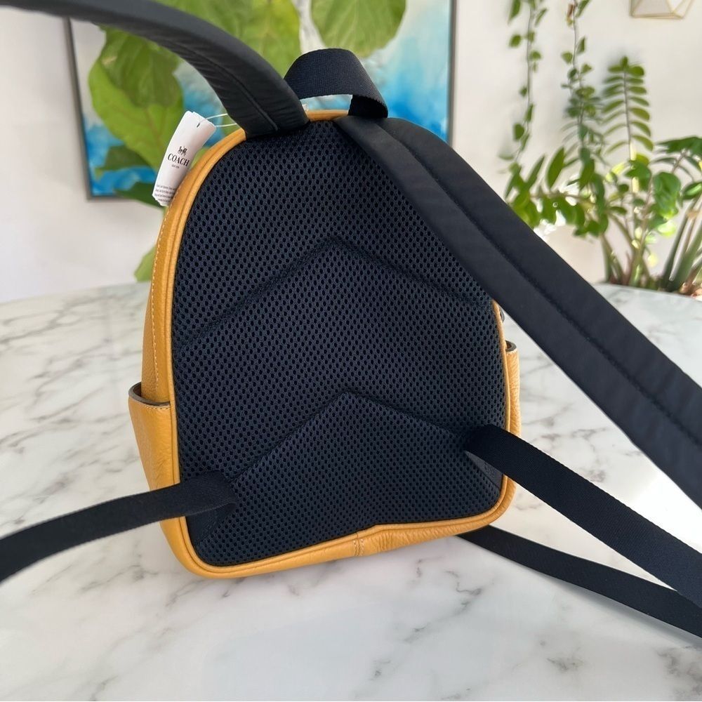 NWT COACH Mini Court Backpack Buttercup Yellow Pebble Leather - Picture 5 of 14